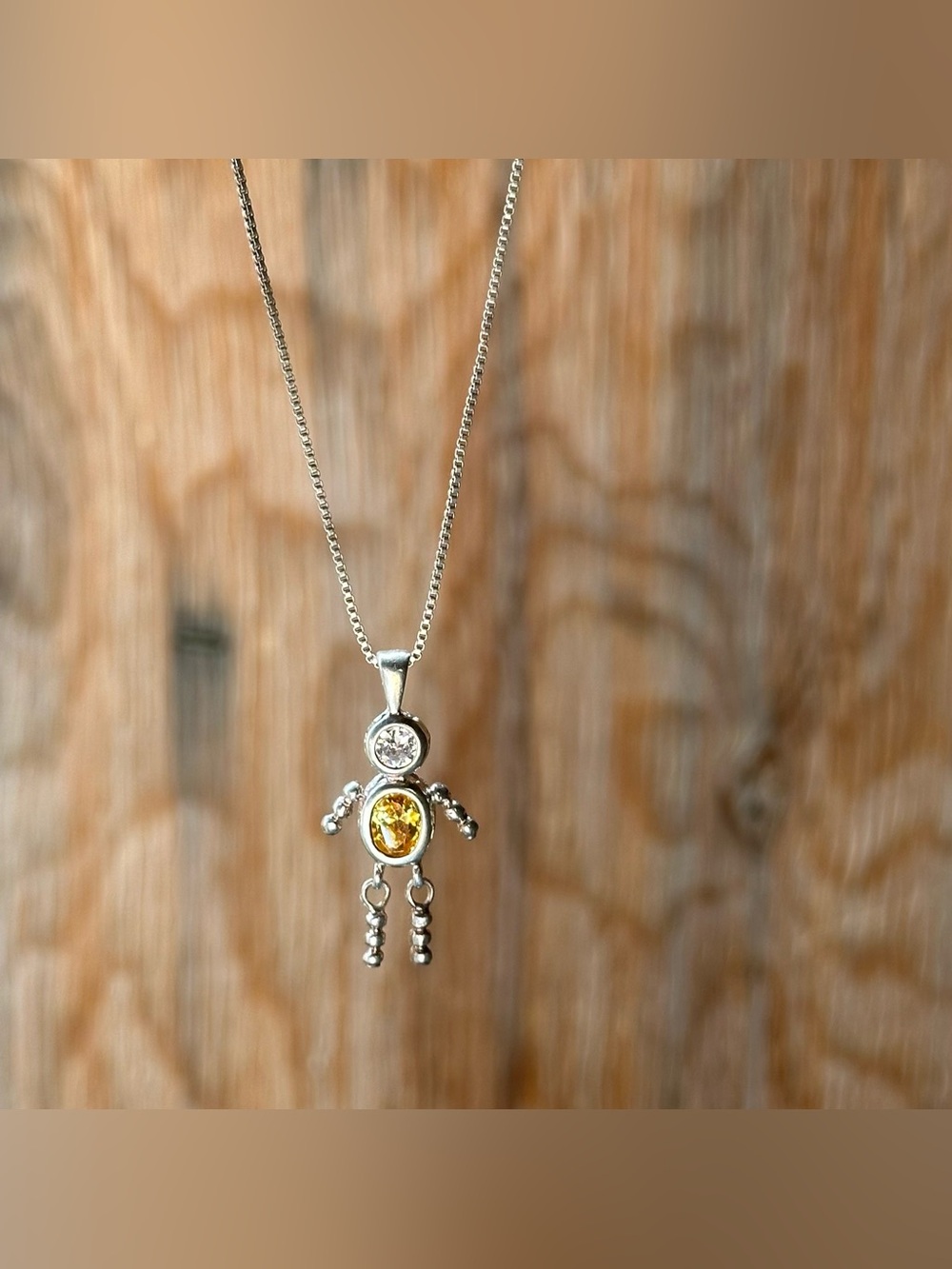 925 Sterling Silver November Birthstone Boy Charm Pendant Necklace